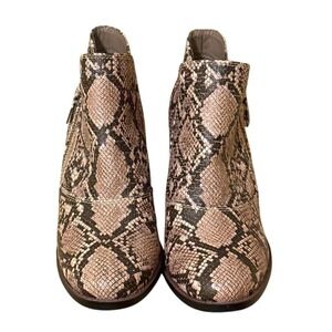 Baretraps Cacie Womens‎ Snakeskin Print Ankle Boots Block Heel Size 8.5M Brown